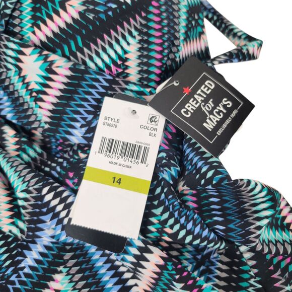 Macys Tankini Top 14 Swimwear Full Bust Support Underwire Push Up Multicolor NWT - Picture 6 of 11